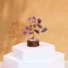 Mini arbre à pierres précieuses sur socle en bois - Améthyste (15 pierres)