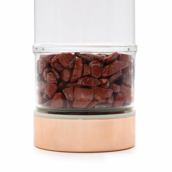 Bouteille de thé en verre - or rose - jaspe rouge