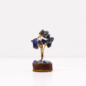 Mini arbre en pierres précieuses sur socle en bois - Sodalite (15 pierres)