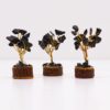Mini arbre en pierres précieuses sur socle en bois - Agate noire (15 pierres)