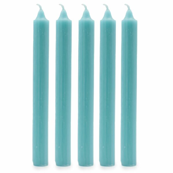 Bougies en vrac de couleur unie - Bleu aqua rustique - Lot de 10