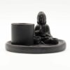 Porte-encens multifonctionnel Bouddha - Céramique noire mate