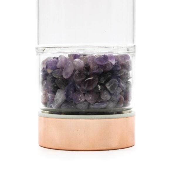 Bouteille de thé en verre - or rose - améthyste