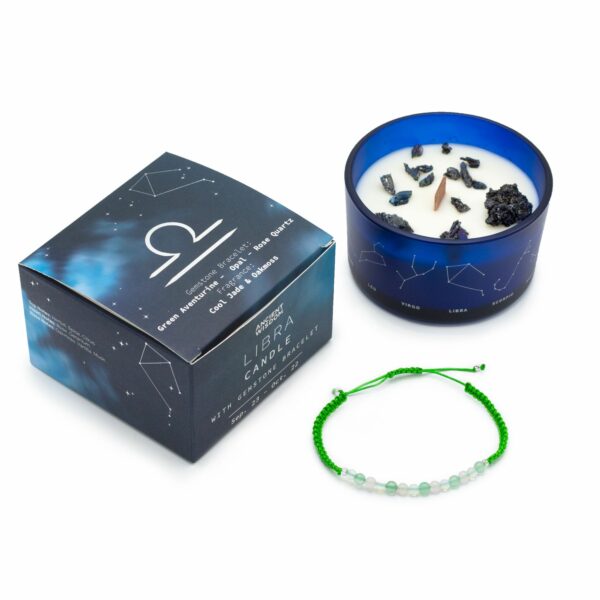 Bougie cristal du zodiaque avec bracelet en pierre précieuse - Balance