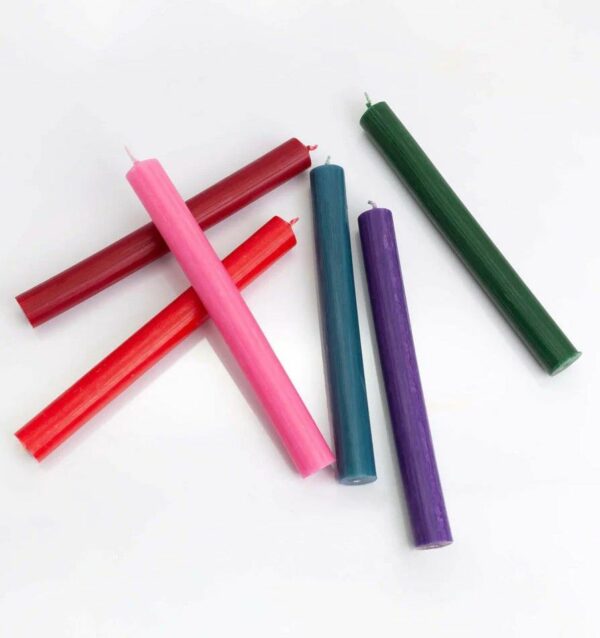 Bougies de table en vrac, couleur unie - Rouge rustique - Lot de 10