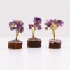 Mini arbre à pierres précieuses sur socle en bois - Améthyste (15 pierres)