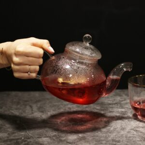 Théière en verre avec infuseur - Forme ronde perle - 800 ml