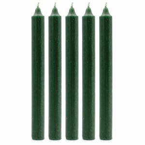 Bougies en vrac de couleur unie - Vert houx rustique - Lot de 10
