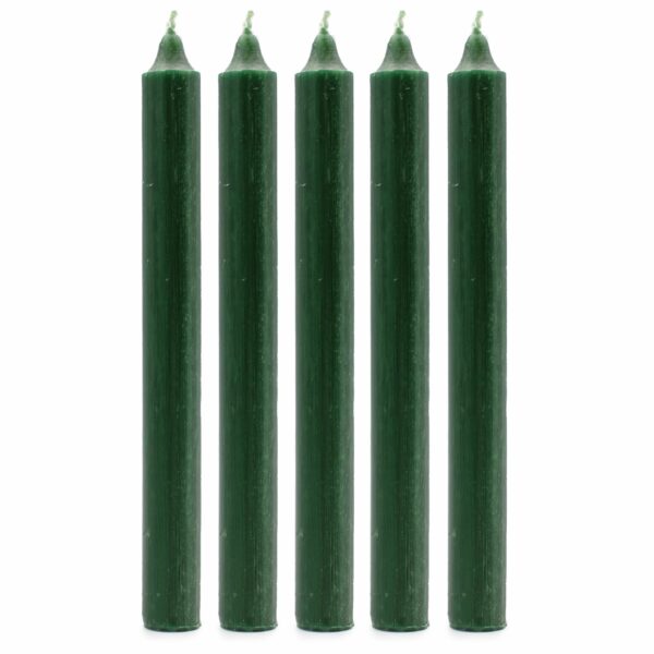 Bougies en vrac de couleur unie - Vert houx rustique - Lot de 10