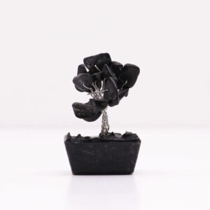 Mini arbre de pierres précieuses sur base d'orgonite - Agate noire (15 pierres)