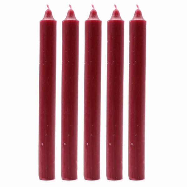 Bougies en vrac de couleur unie - Bordeaux rustique - Lot de 10