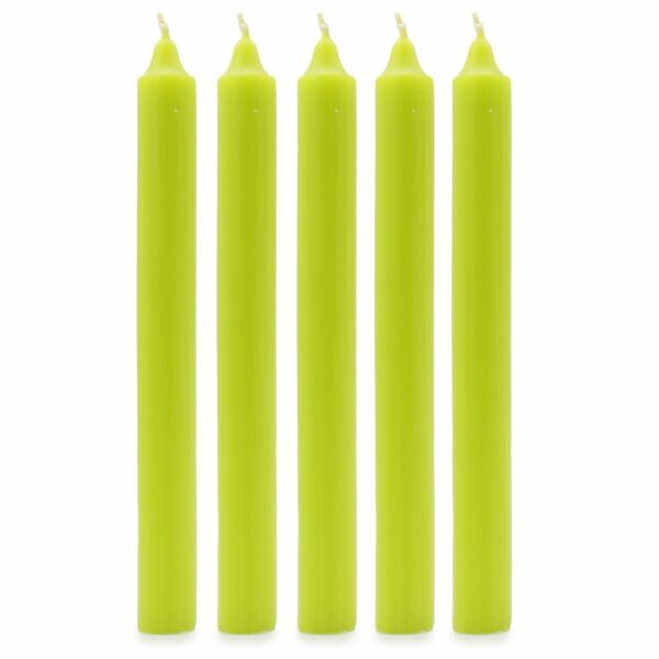 Bougies en vrac de couleur unie - Vert citron rustique - Lot de 10