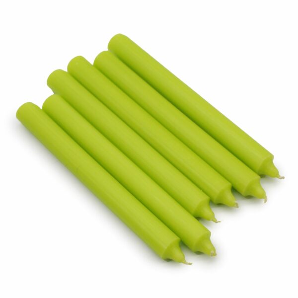 Bougies en vrac de couleur unie - Vert citron rustique - Lot de 10