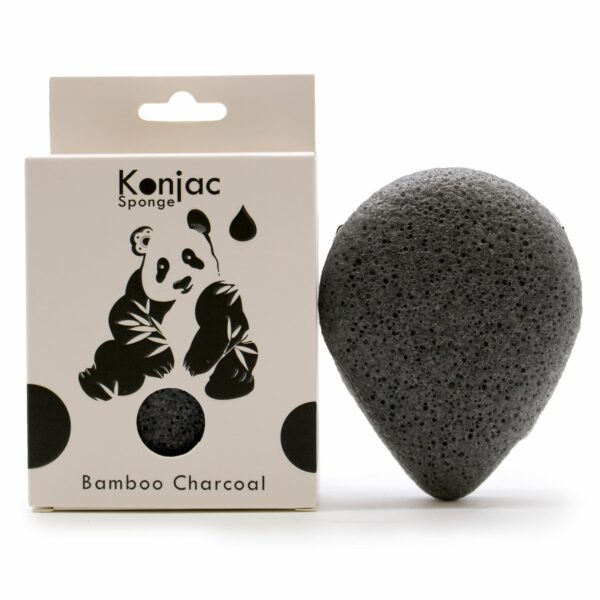 Éponge faciale Konjac - Charbon de bambou - Antibactérienne