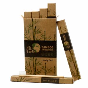 Boîtes de 4 brosses en bambou - Blanches - 2 adultes et 2 enfants