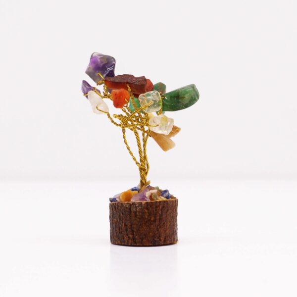 Mini arbre à pierres précieuses sur socle en bois - Pierres multiples (15 pierres)