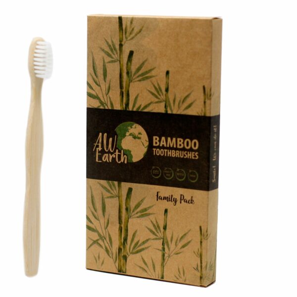 Boîtes de 4 brosses en bambou - Blanches - 2 adultes et 2 enfants